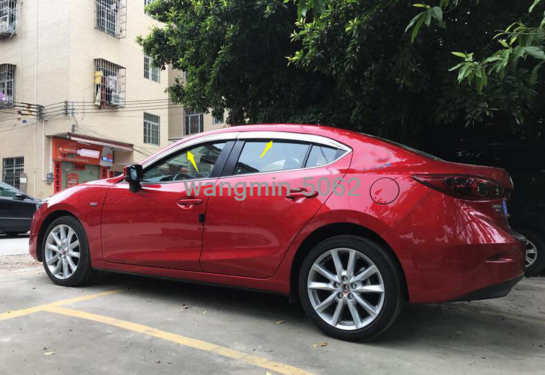 for Mazda 3 Sedan 2014-2018 Chrome Window Wind Visors Rain Guard Vent Deflectors