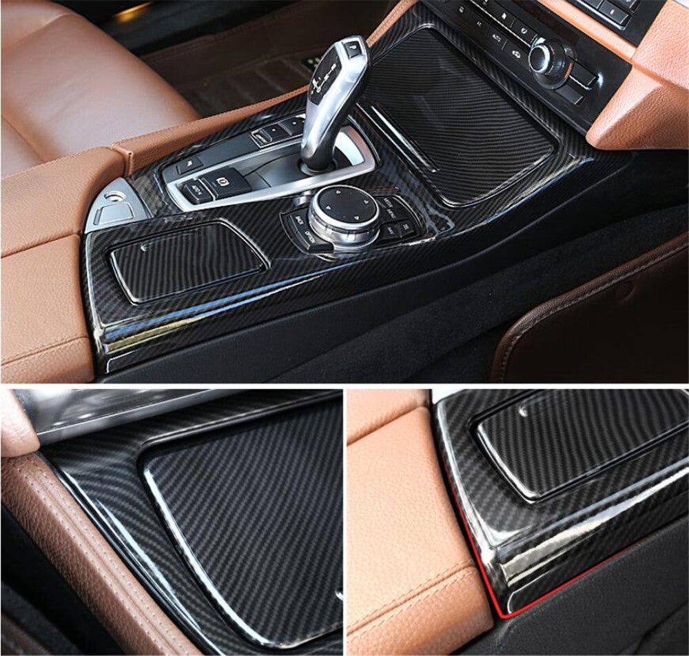 Carbon ABS Central Control Gear Shift Panel Cover for BMW 5 Series F10 2011-2017