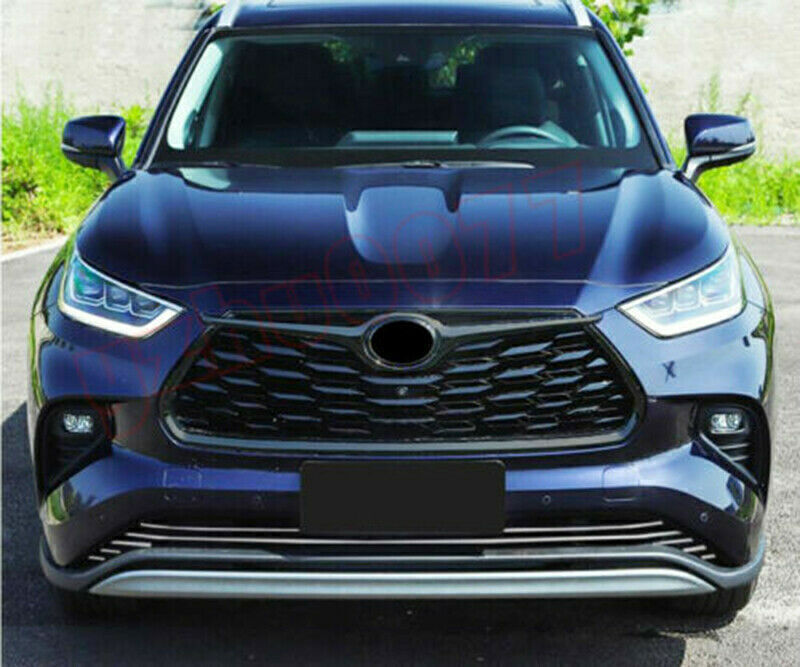 Bright Black Style Front Bumper Grille 2020-24 for Toyota Highlander Frame Trim