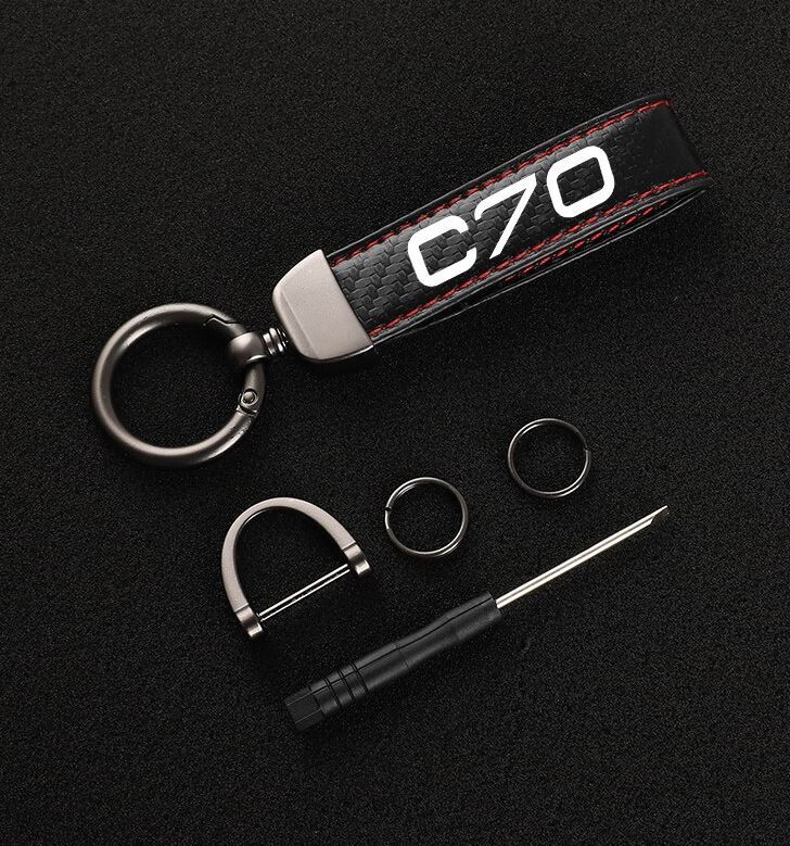 Suitable for C70 car keychains, key rings, key fobs, car accessories, black and red