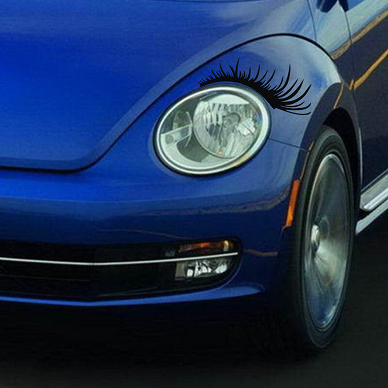 3D Charming Black False Eyelashes Fake Eye Lash Sticker Car Headlight Decor 2PC