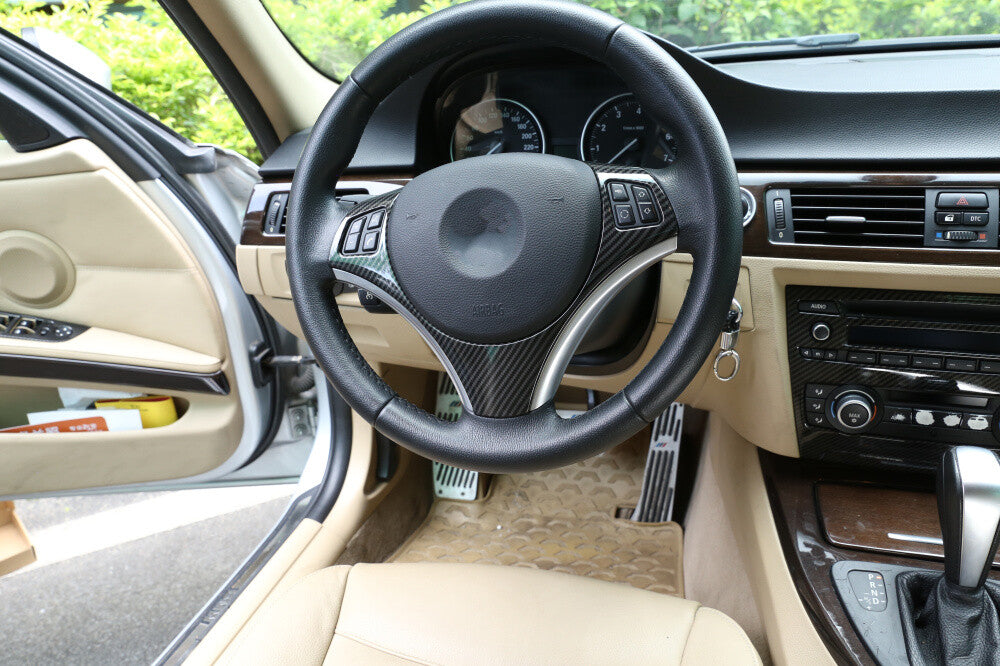 Steering Wheel Cover Decor Trim for BMW 3Series E90 325i 335i 05-12 Carbon Look