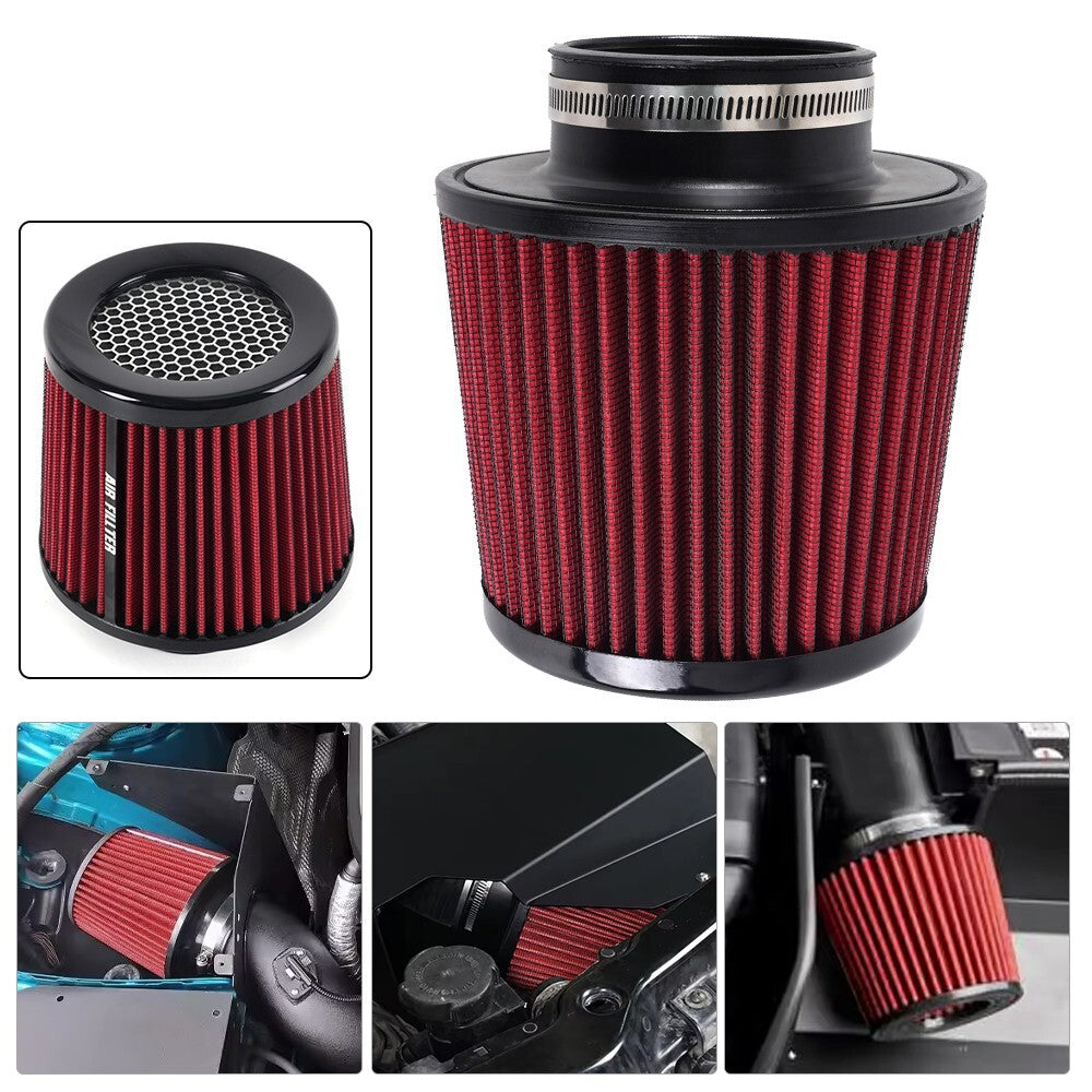 Universal 76mm High Flow Inlet Cold Air Intake Cone Replacement Dry Air Filter Q