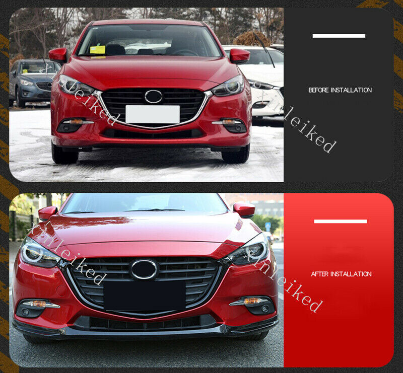 Bright Black Front Bumper Grille Frame Trim Covers for Mazda 3 Axela 2017-2018