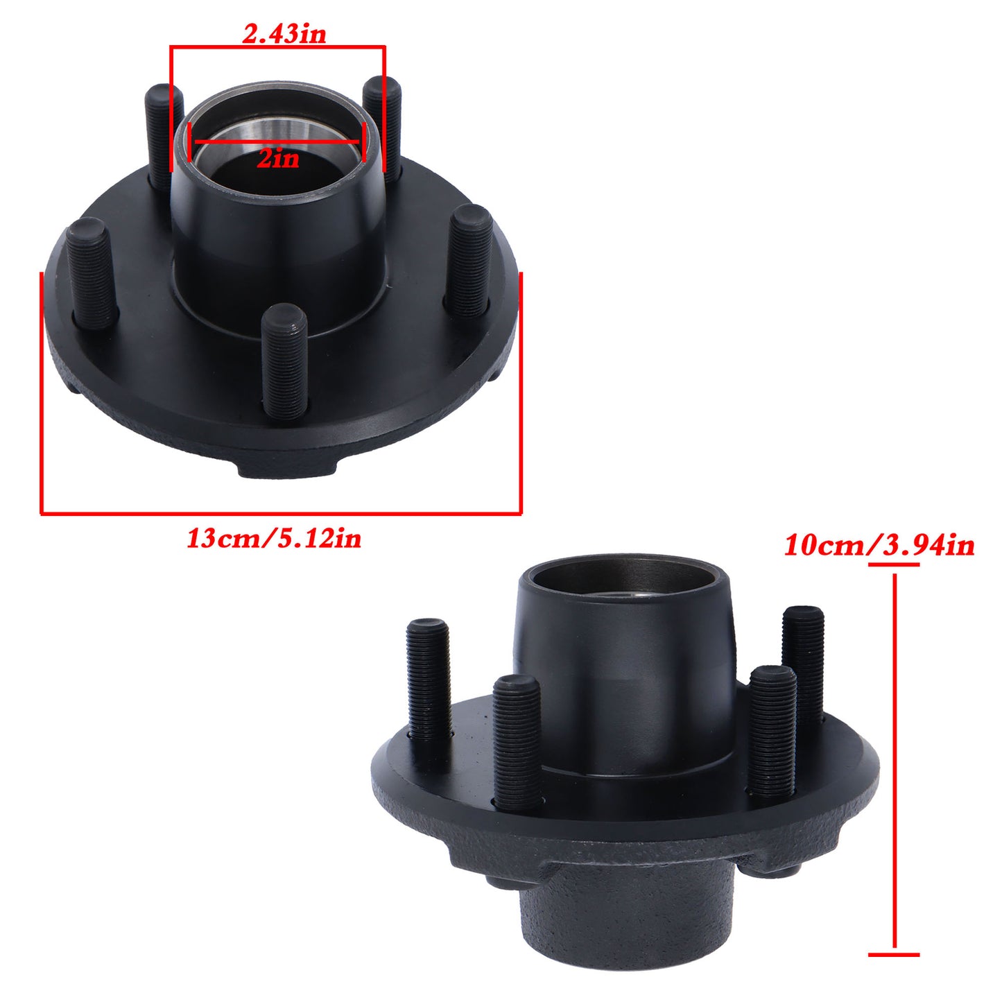 1-inch round BT8 spindle and 5 pairs of 4.5-inch trailer wheel hub kits with 2 sets of trailer bearing kits - n