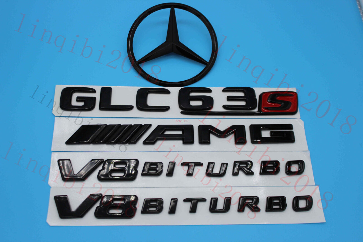 1Set GLC63s AMG Trunk Logo Sticker Decal Emblem Badge Package For W253