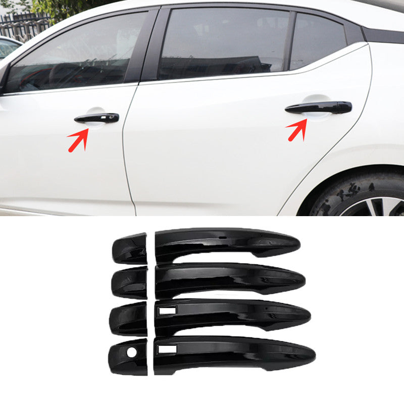 Gloss black front door handle cover trim (8 pieces) for Nissan Sentra 2020 - 2024