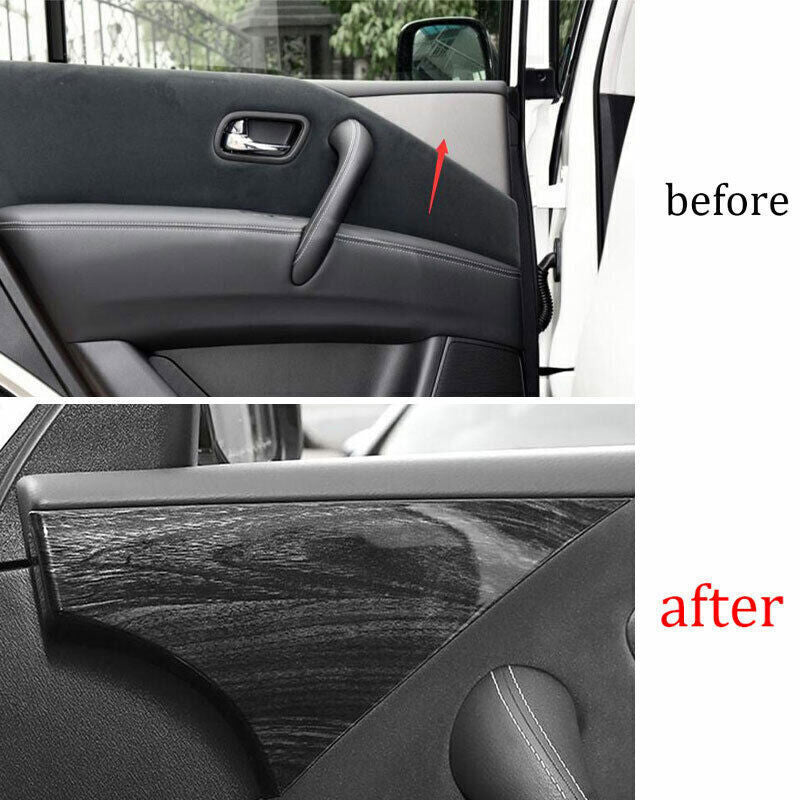 Inner Door Panel Cover Trim Inner for Nissan Armada Y62 2017-20 Black Wood Grain