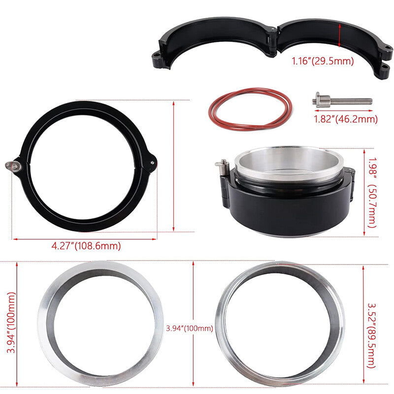 3.5 89mm Aluminum Quick Release V-Band Clamp for Intake Intercooler Pipe Black