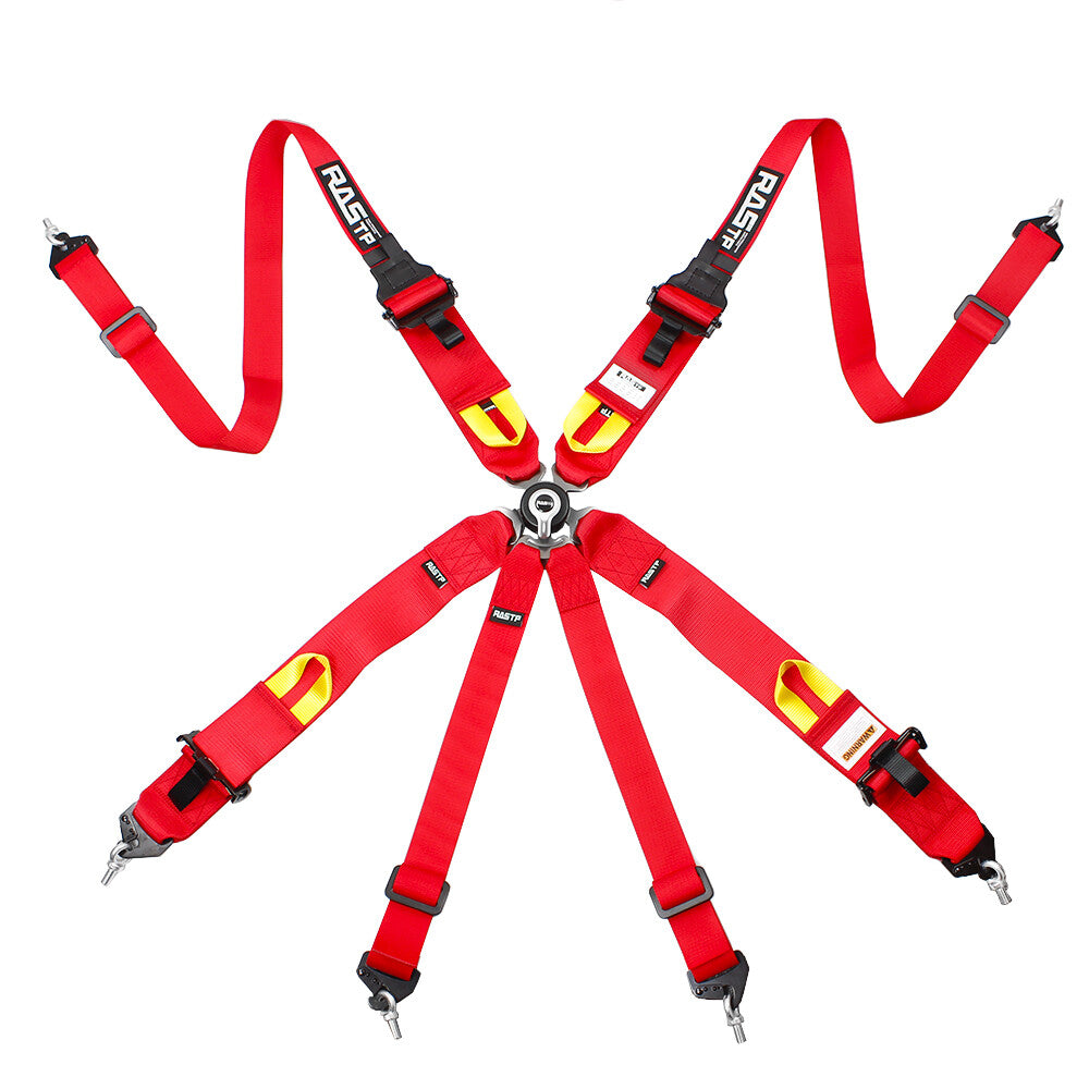 New Red RASTP 2 + 3 6-Point for Seat Belt Retractable for Seat Belts Universal Q