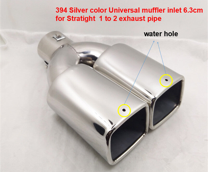 1PC Car Exhaust Muffler Tip Dual Square Tail Pipe Stainless Chrome 2.5 Inlet US Q