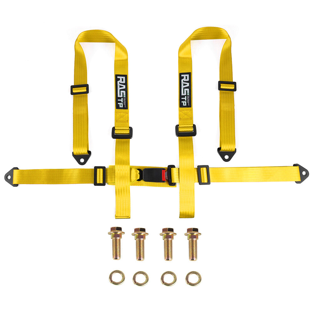 2 4-Point Adjustable Racing for Seat Belts Harness Shoulder Straps 2X yellow Q