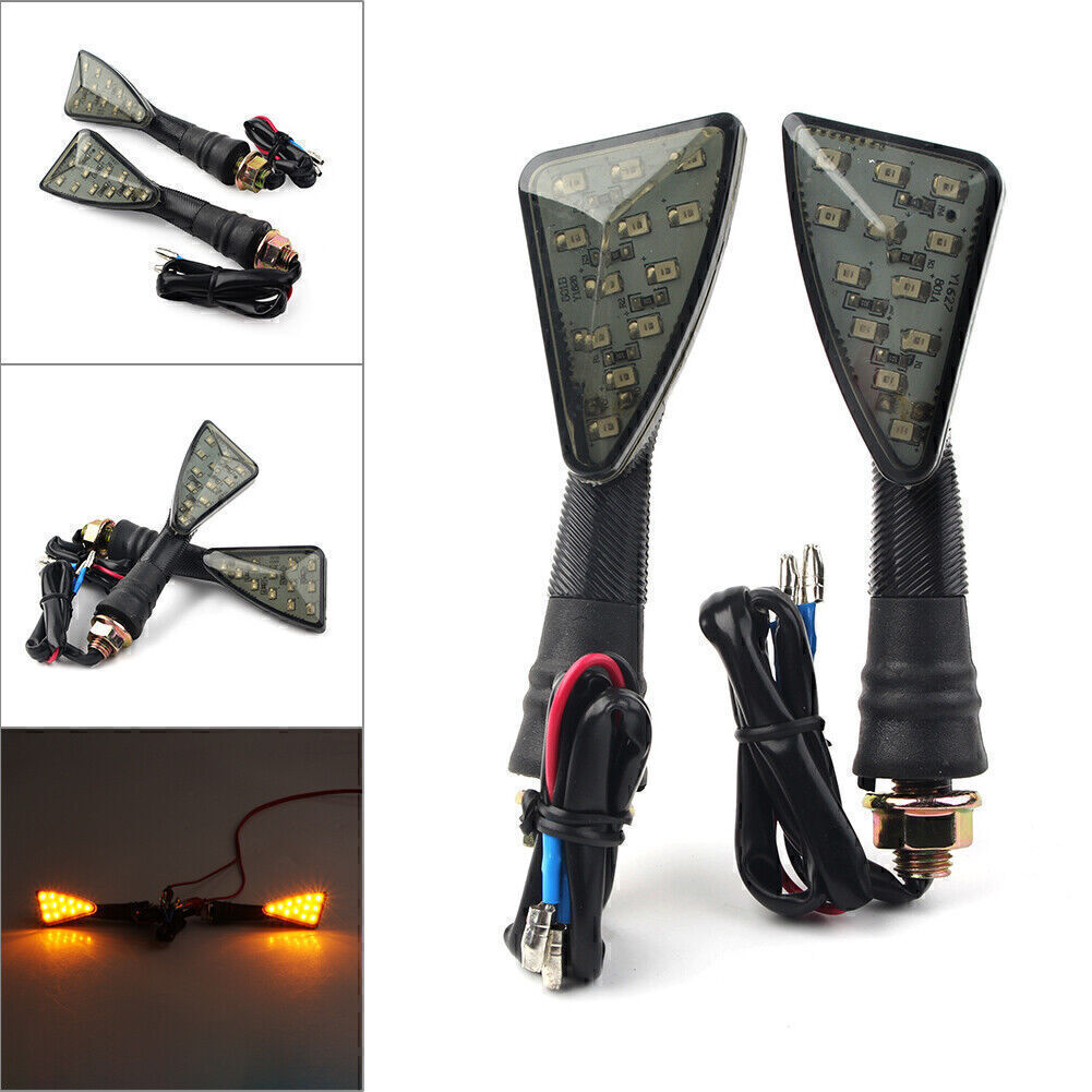 2x Universal LED Turn Signal Indicators Lights Amber Blinker Lamps Bobber 12V Q
