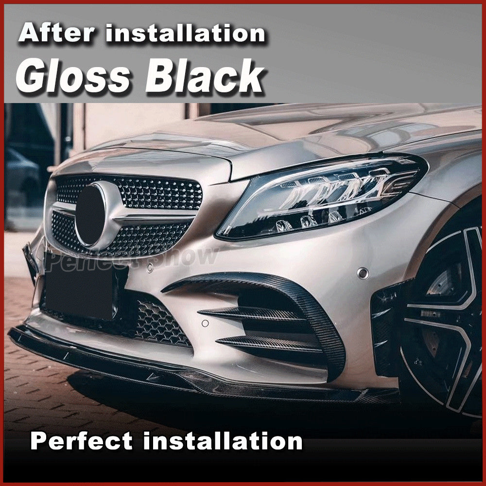 for Benz W205 C205 C43 2019-2021 Gloss Black Front Bumper Lip Spoiler Splitter