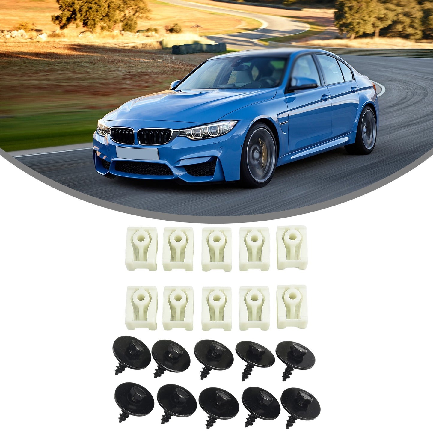 07147311312 07149213164 Front fender liner C-clamp and hex bolt set suitable for