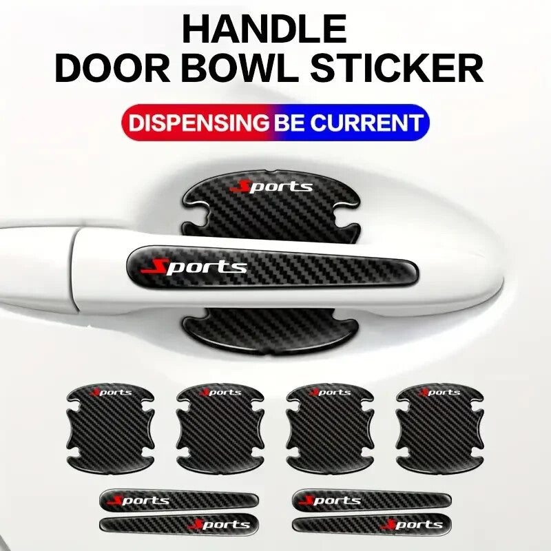 Car Accessories Door Handle Bowl Sticker Protector Anti Scratch Cover Carbon 8pc
