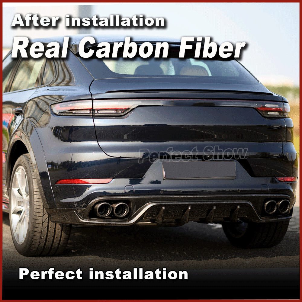 REAL CARBON Rear Bumper Diffuser Lip Spoiler Fit for Porsche for Cayenne 2018-2021