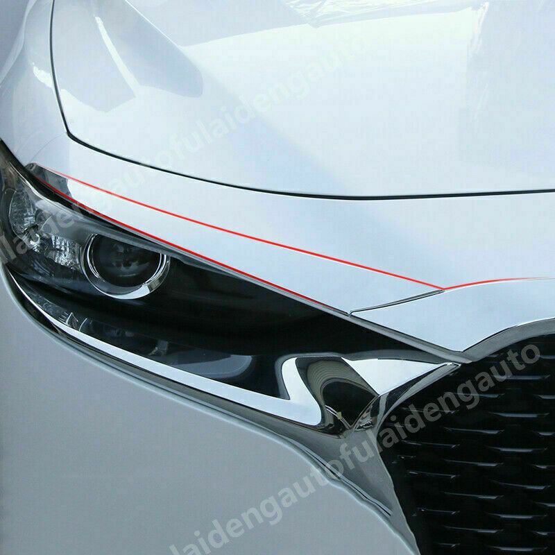 for Mazda 3 Axela 19-23 ABS Chrome Front Hood Bonnet Grille Lip Molding Cover 3x