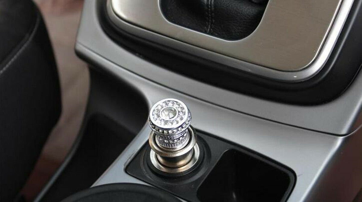 Crystal Style Car Cigarette Lighters Rhinestone for Charger Decor Accessories Silver