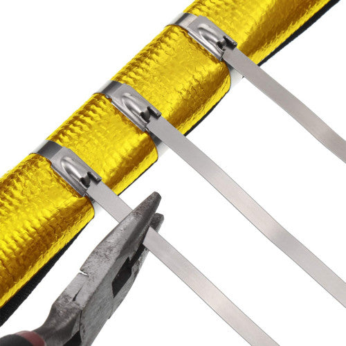 Heat Shroud Sleeve Golden Sleving Hook Loop Closure 3/4 ID x 10ft Titanium Packaging