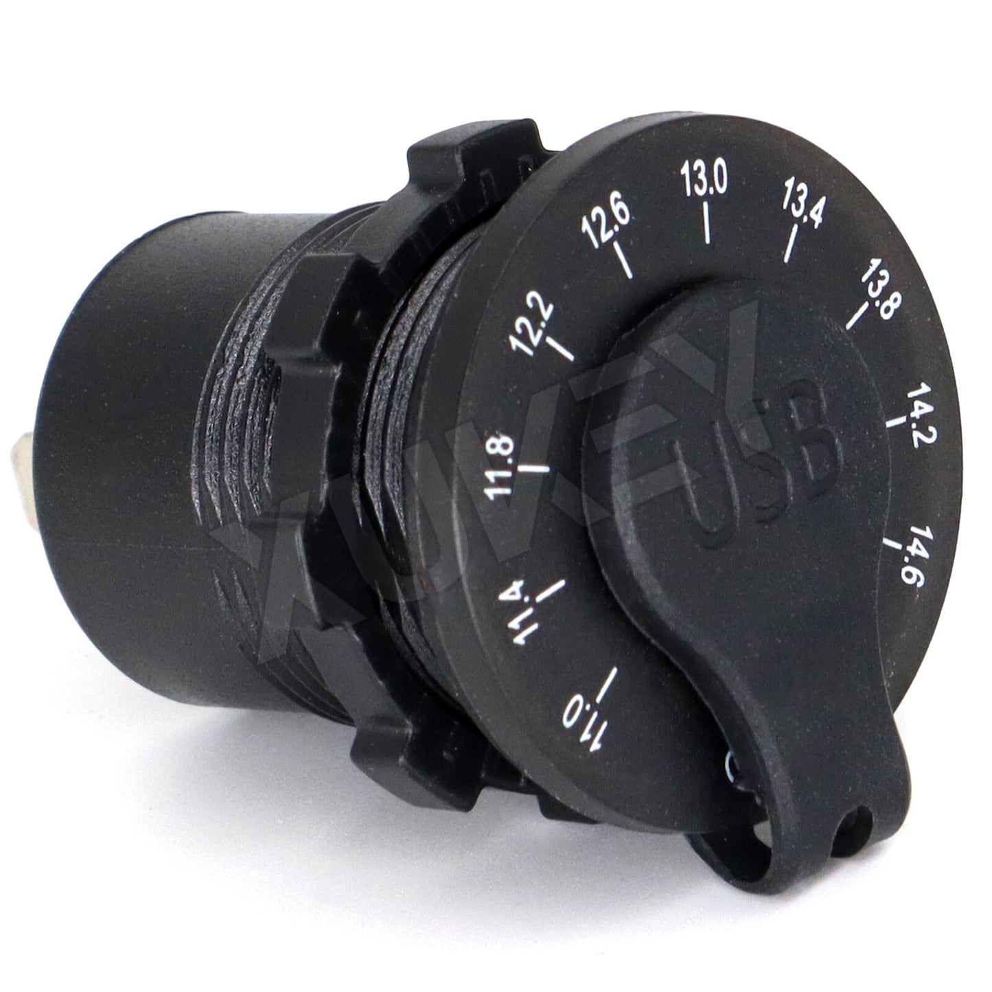 QC3.0 Dual-USB Car Fast Charger Socket Power Outlet LED Voltmeter Waterproof 12V