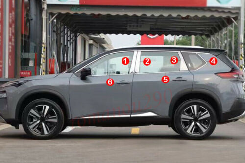 12Pcs for Nissan Rogue 2021-23 Steel Chrome Lower WindowPillar Post Cover Trim
