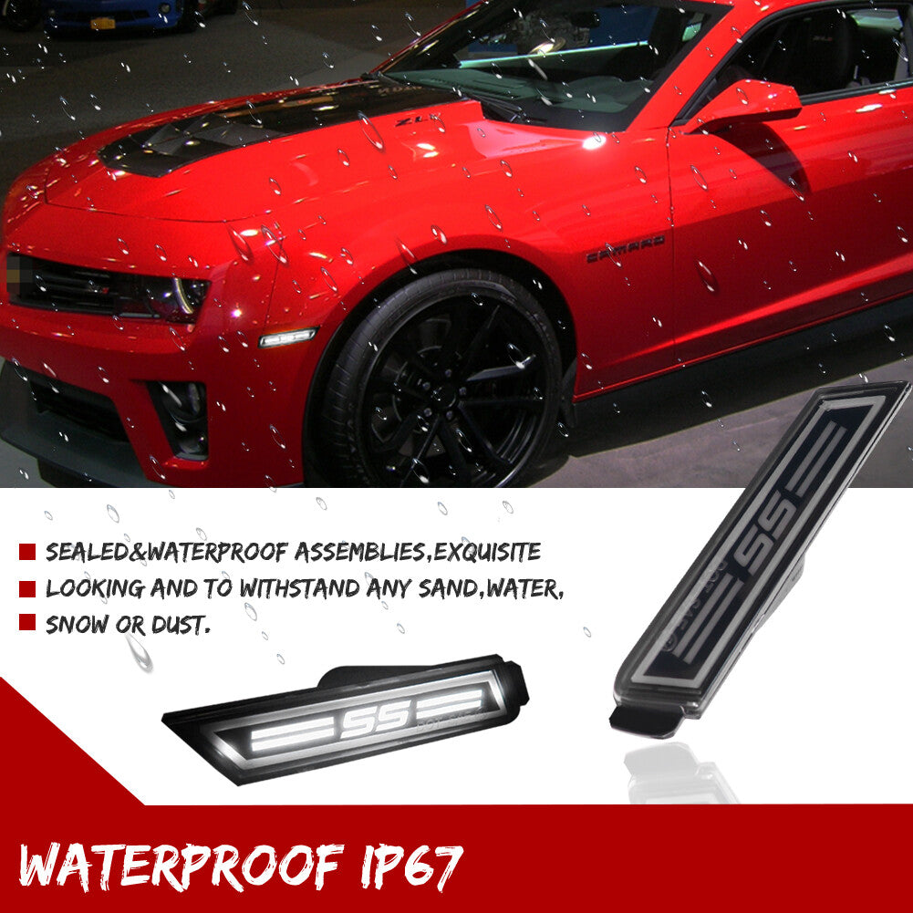 Suitable for 2010-2015 Camaro front bumper side marking with white LED light- v