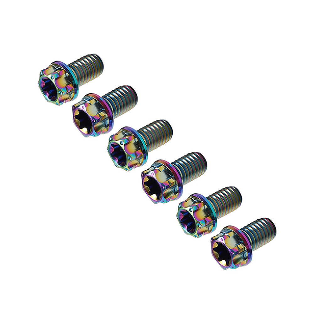 6pcs Bolts Torx Head Flange Screws M10x15mm Rainbow For Motorcycle Bike