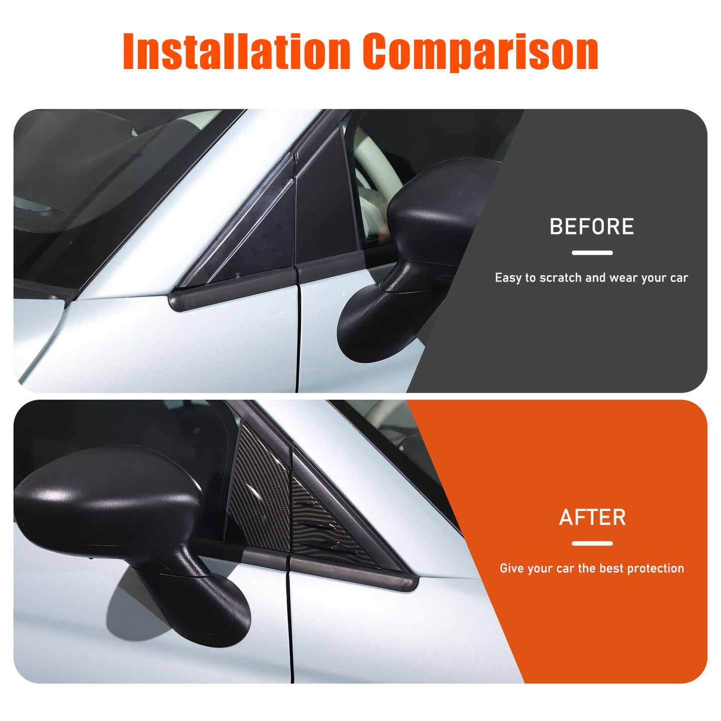 Carbon fiber ABS A-pillar windproof deflector suitable for Fiat 500 2010-23 L&R