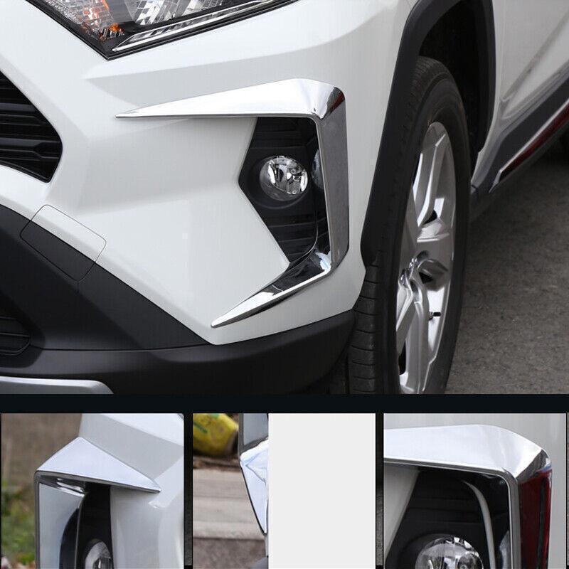 for Toyota RAV4 2019-23 Chrome Front bumper Fog Light Lamp Cover spoiler Trim 2X