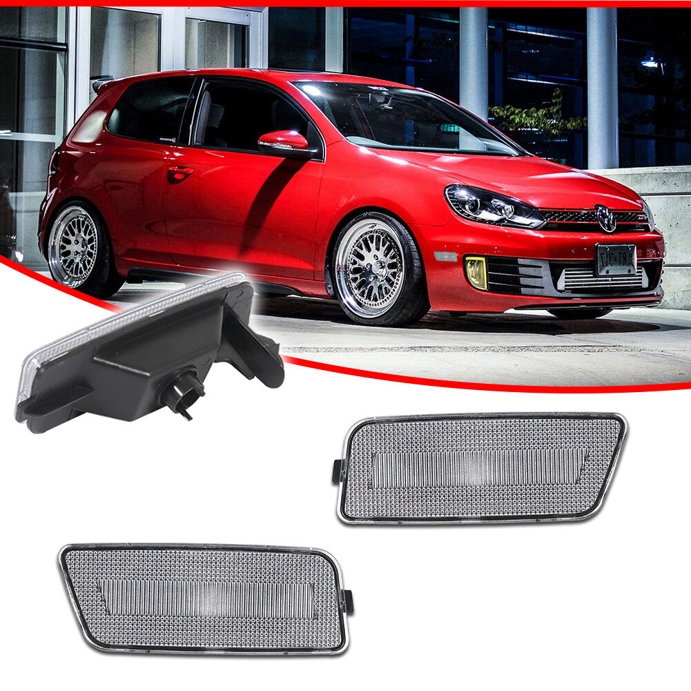 For 2010 - 2014 for VW MK6 for Golf GTI Clear Front Fender Side Marker Light Housing Set - v