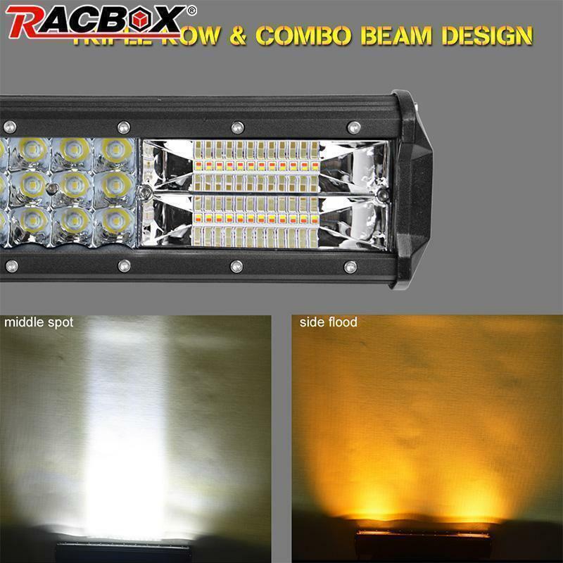 20 288W Tri-Row LED Light Bar Spot Flood Combo Amber+White Fits For Truck SUV