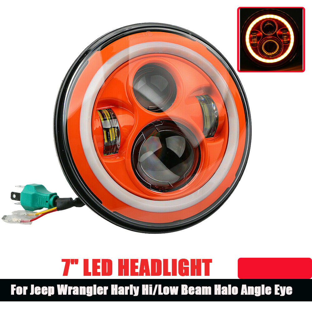 7-inch LED headlight projector with high/low beam halo for motorcycles suitable for Jeep for Wrangler Harly