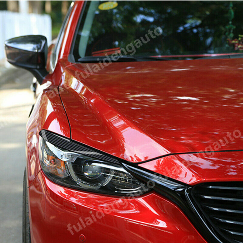 for Mazda 6 Atenza 2017-2018 Carbon Fiber Look Headlight Lamp Eyelids Cover Trim