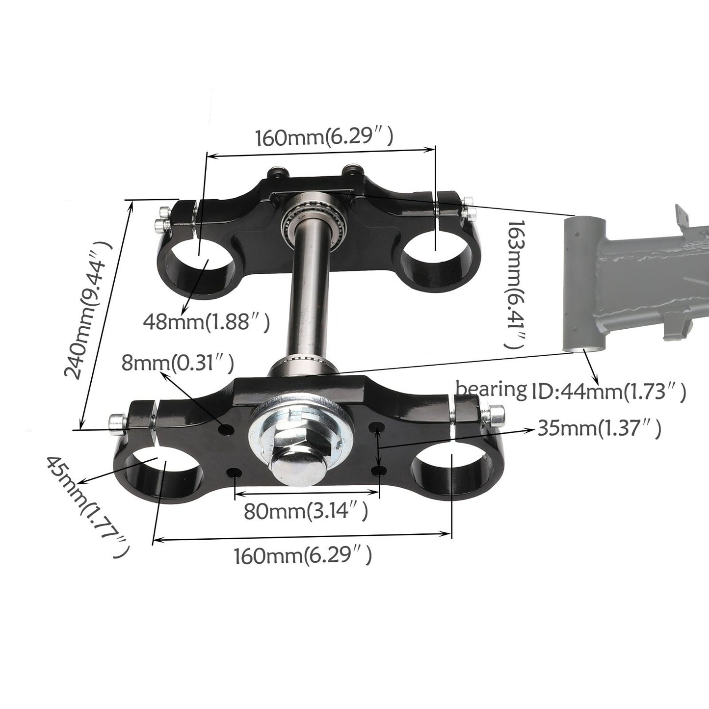 Suitable for 125cc and 150cc Dirt Pit Trail bikes with 735mm front fork impact three-tree clamps.