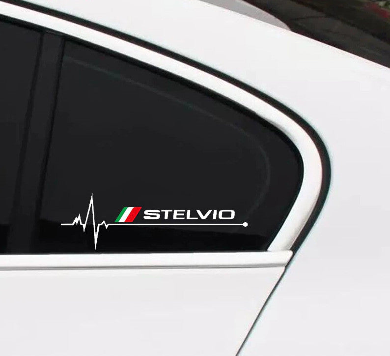 2-pack for Stelvio white car window sticker badges for Alfa Romeo for Stelvio 147 156