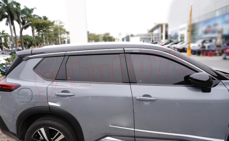 Black chrome window sunshade/rain cover for Nissan Rogue 2021 - 2024