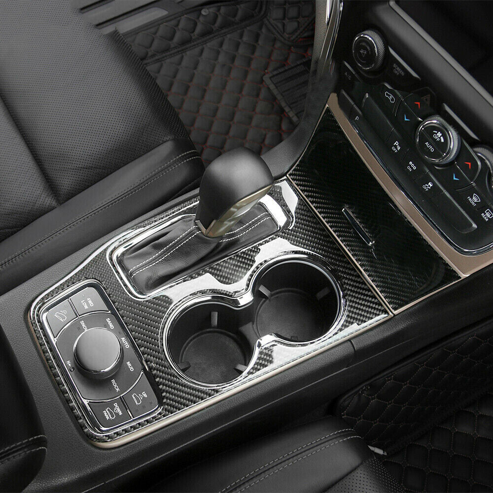 Carbon Fiber Water Cup Holder Panel Cover Trim for Jeep Grand Cherokee 2016-2020
