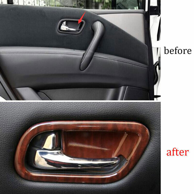 Inner Door Handle Bowl Cover Trim for Nissan Armada Y62 2017-20 Red Wood Grain
