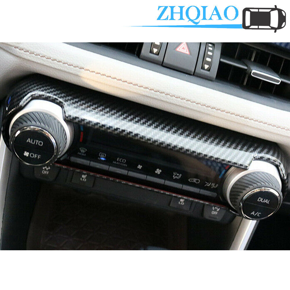 Carbon Fiber Inner Air Condition CD Panel Cover Trim Fits for Toyota RAV4 2019 2020