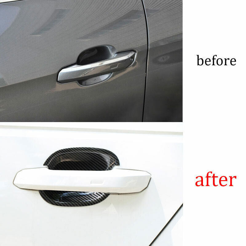 for Audi A4 A5 2017-21 Carbon Fiber Outside Door Bowl Cup Molding Cover Trim 4P