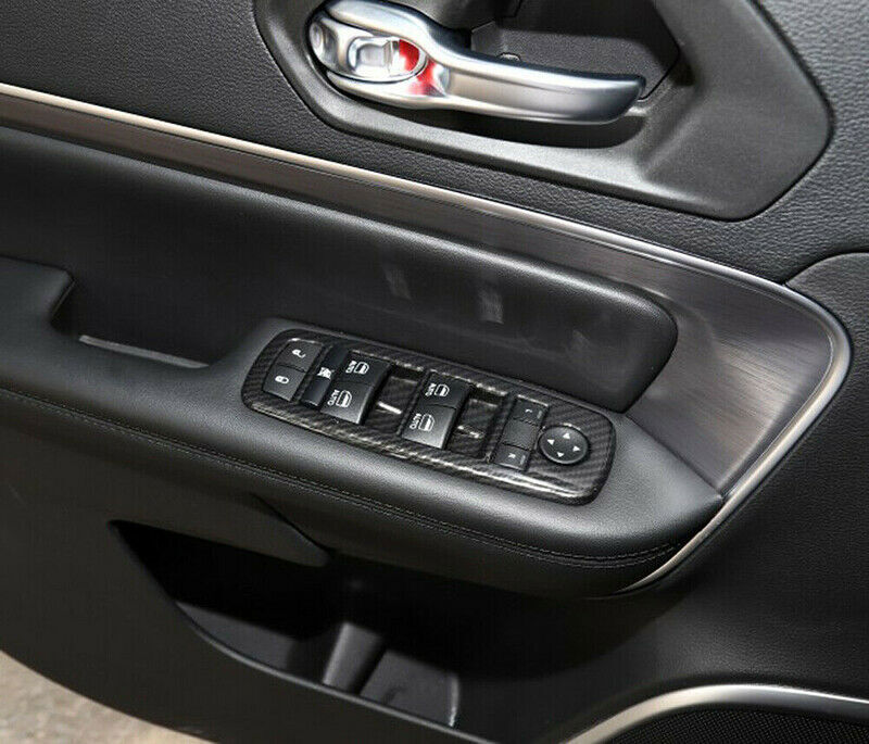 for Jeep Grand Cherokee 11-22 Carbon Fiber Glass Window Switch Panel Cover Trim