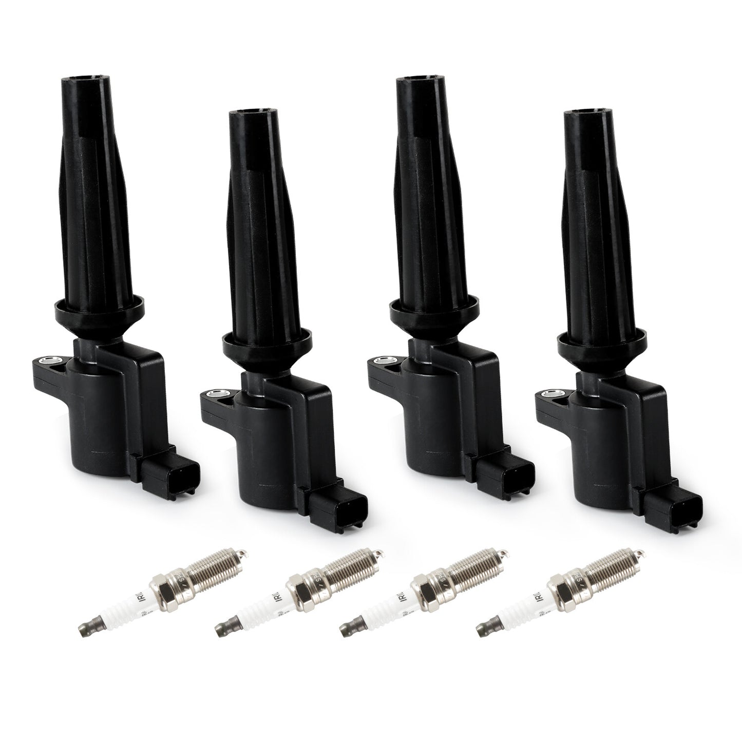 Set of 4 Ignition Coils + Iridium Spark Plugs for Ford Escape for Mazda 3 2.3L L4