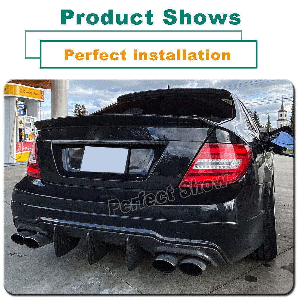 Carbon Fiber Rear Bumper Lip Diffuser for Mercedes W204 C204 C300 C63 12-15
