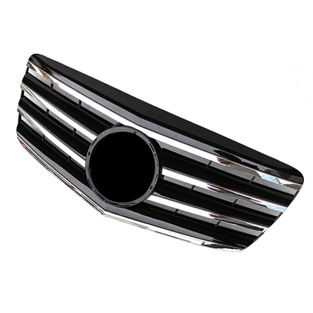 4-PIN Front Grille Grill Chrome Black for Mercedes-Benz E-Class W211 2007-2009