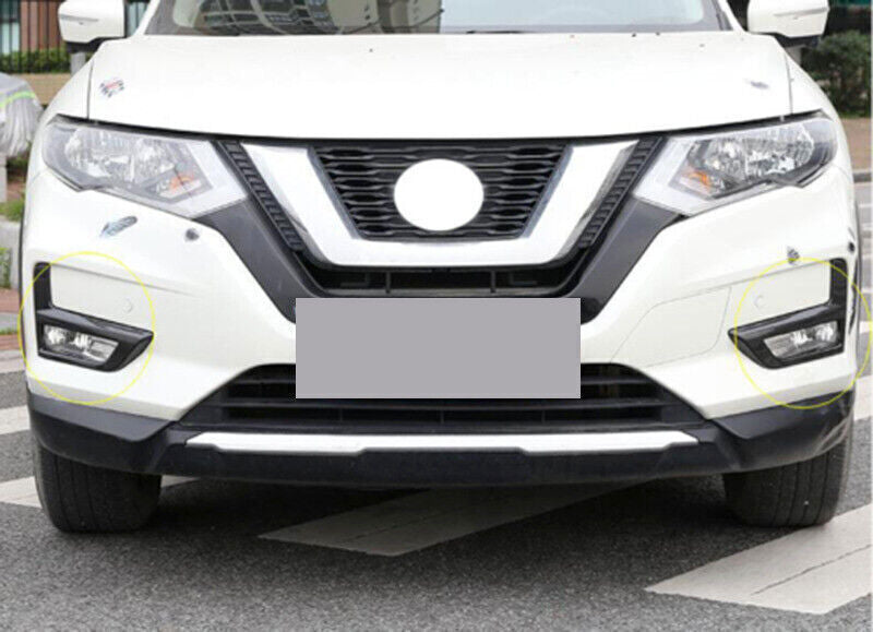 for Nissan Rogue 17-2020 Carbon Fiber Front bumper Fog Light Lamp Frame Trim 2P