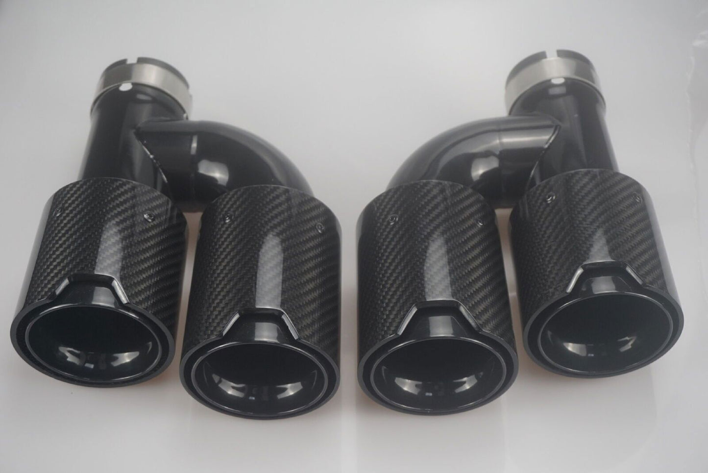 for BMW Dual Carbon Fiber Exhaust TWIN End Tips Tail Pipe 63mm In 93MM Out New