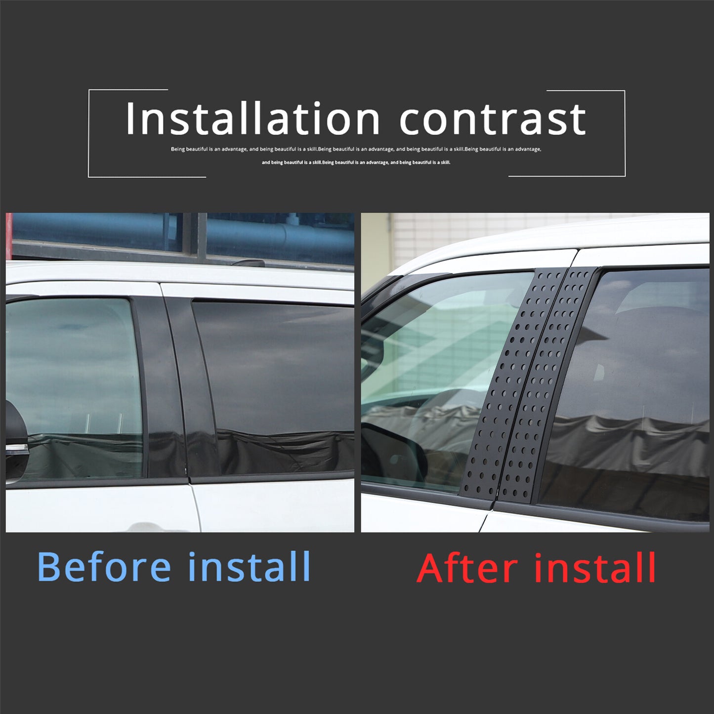 Window B pillar sticker decal decorative cover for Tundra 2022-2023 4-piece set n