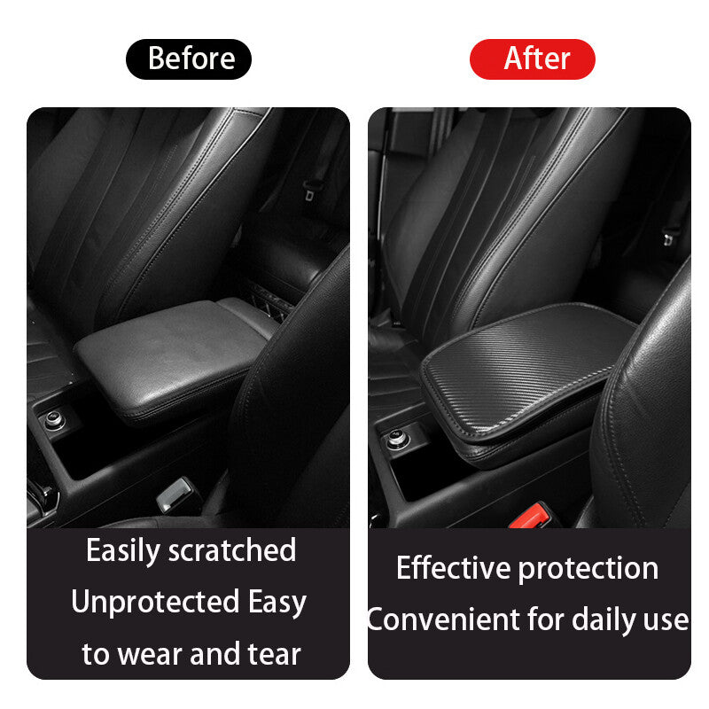 1Pc Carbon Fiber Car Center Console Armrest Mat Pad Cover New Accessory Black