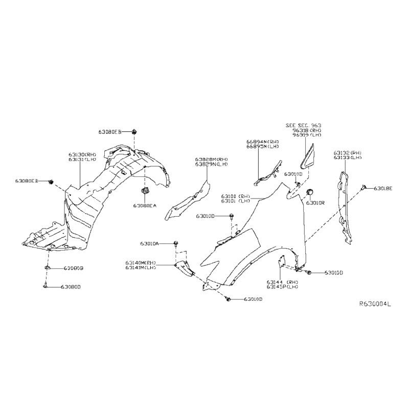66894-9UA0A for 2016-2019 MURANO Right Passenger Side Cowl Extension Trim v